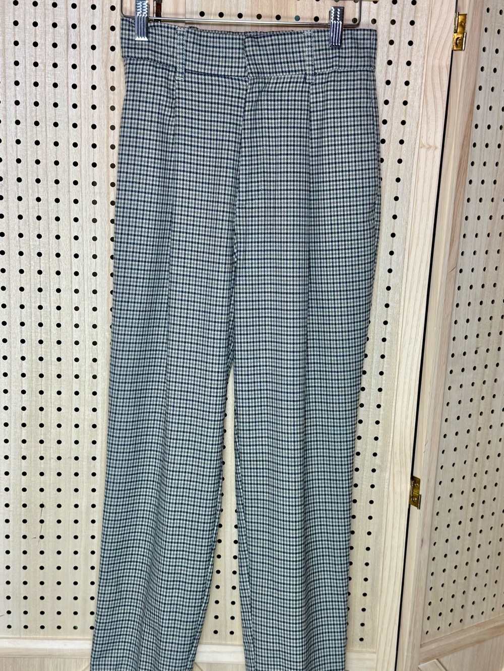 Zara Plaid Ankle Pants XS Brown Blue Check Career Office Preppy Chic Trouser - Picture 2 of 12